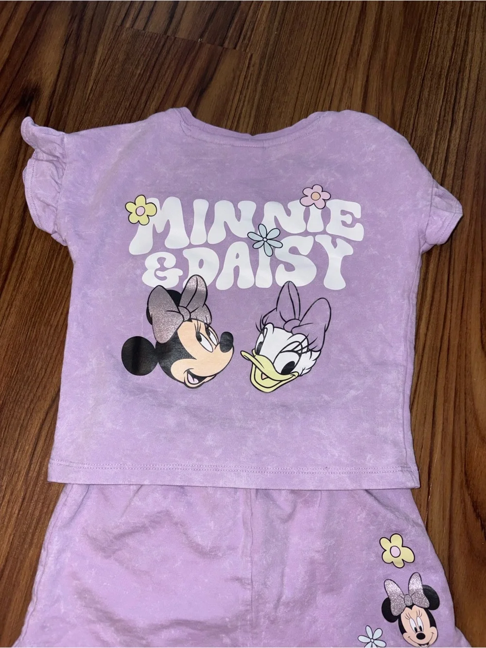 Girls' Lavender Minnie & Daisy Short Sleeve Shorts Set 2T
